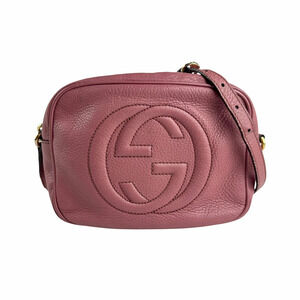 Gucci Soho Crossbody Shoulder Bag Leather Pink Red